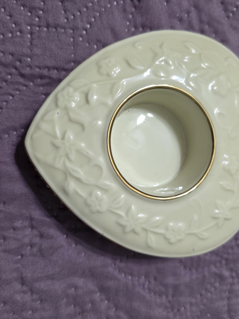 Lenox Ivory Floral Ceramic Tealight Holder with Gold Trim